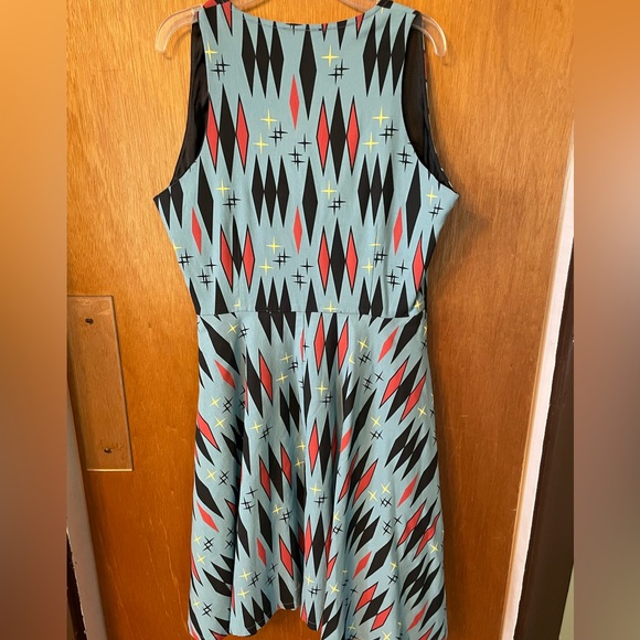 Sourpuss harlequin retro diamonds print swing dress size large - Picture 4 of 14